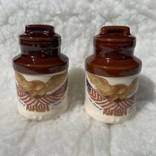 Vintage McCoy USA Spirit of Seventy Six 76 ceramic salt pepper shakers/stoppers picture