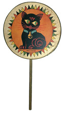 VINTAGE 1930’S GERMAN HALLOWEEN TOY NOISEMAKER SHAKER - SEATED BLACK CAT picture