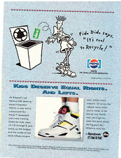 Vtg Print Ad 1990s 90 Pepsi Recycle Cartoon Reebok Pump Basketball Shoes Time picture