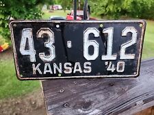 Vintage Rustic 1940 Kansas   License Plate #43-612 picture