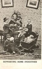 Supporting Home Industries Family Photo Children Babies, Vintage Postcard picture