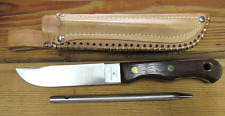 VINTAGE ERLING VANGEDAL DENMARK HUNTING FIXED BLADE KNIFE W/SHEATH AND STEEL ROD picture