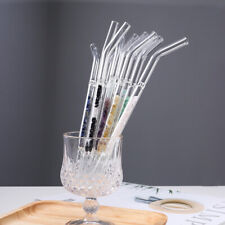 Reusable Glass Drinking Straws With Natural Crystal Quartz Chips Stones Healing picture