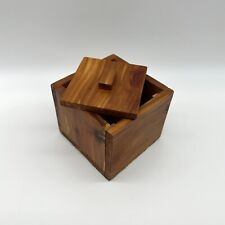 Vintage Wooden Trinket Box Storage Container Handmade Stash Jewelry Lid Rustic picture