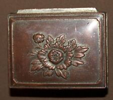 ANTIQUE SMALL FLORAL METAL TRINKET BOX picture