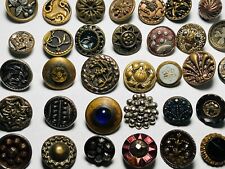 Antique Vintage Large Lot Of Metal Buttons Victorian Picture Cut Steels Glass+ picture