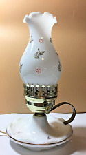 Vtg. BEDSIDE TABLE LAMP~MILK GLASS SHADE~HAND PAINTED~HANDLE ~BUTTERFLIES picture