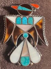 Early Zuni Masterpiece Thunderbird Pin Channel Inlay Rare Natural Shells Stones picture