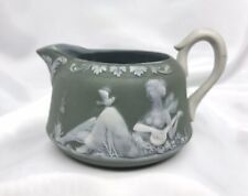 Green Jasperware Vintage Pitcher Lute Playing Woman & Bird picture