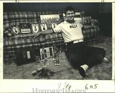1981 Press Photo Billy Rohr, 21, Poses With School Awards, Bowling Trophies picture