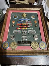 Vintage Vietnam Veteran US Army Shadow Box w/ 4 Challenge Coins 25th Inf Div picture