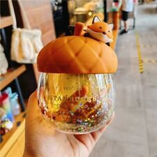 Starbucks Cartoon Creative Autumn Moe Fox Double Glass Coffee Mug with Lid Gift picture