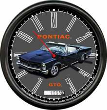Licensed 1965 Pontiac GTO Convertible Blue General Motors Retro Sign Wall Clock picture