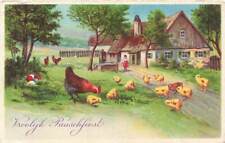 Vintage Chicks Chickens Peck Eat Farm Well Eggs Easter P156 picture