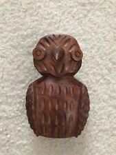 Vintage hard wood carving wooden Owl 4-1/2