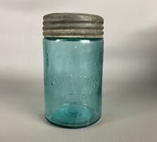 Antique Aqua Glass Mason's JAR Patent zinc lid picture