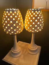 Pair (2) of Ceramic Pineapple Table Lamps with Glass Jewels - 19.5