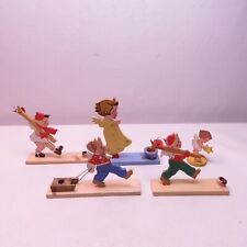 Vintage Wood Candle Holder Erzgebirge Style walking Angle lot of 5 picture