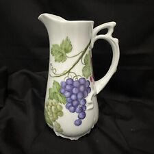Vintage Multicolor Hand Painted Grape Porcelain Decorative Pitcher picture
