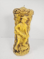 11.25 Inch Tall Carved Wax Candle Pillar German / Bavarian / Hunter / Woodsman picture