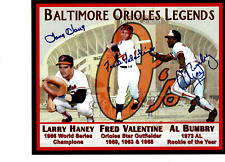 Baltimore Orioles three  autographs on 8x10  photo Al Bumbry,  Valentine, Haney* picture