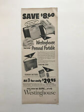 1953 Westinghouse Petite Personal Portable Radio Vintage Print Ad picture