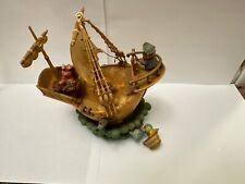 VINTAGE 1985 ENESCO AHOY MATIES MUSICAL PIRATE SHIP SMALL WORLD COLLECTIBLE picture