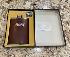Jack Daniels Leather Wrapped Flask and Funnel Vintage picture
