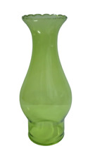 Vintage Green Glass Piecrust Chimney For Kerosene Oil Lamps - 7 31/64