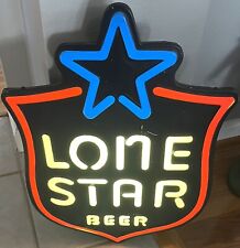 LONE STAR BEER Texas Vintage Red/White/Blue Shield Neon Hanging Lamp Bar Ad Sign picture
