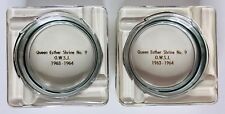 Two Vintage Queen Esther Shrine No 9 OWSJ 1963-1964 Clear Glass Square Ashtrays  picture