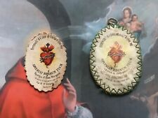 Lot of 2 Antique relics of Sacred Heart italian Monastery Work 1877 picture