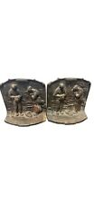 VINTAGE BOOKENDS SAD BURIAL SCENE BY BRON MAT 1924 CAST IRON picture