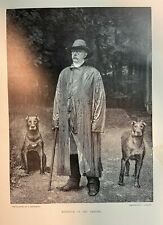 1888 Vintage Magazine Illustration Count Bismark and His Dogs picture