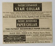 1865 Patent Reversible Paper Collar Advertisement Pierce & Co. Boston, Massachus picture