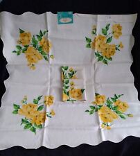 Vtg PRIDE OF FLANDERS Linen Tablecloth & Napkins Set ORIGINAL TAGS Empress Rose picture