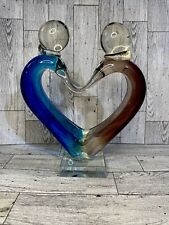 Vintage McIntosh Art Glass Intertwined Heart Lover Sculpture picture