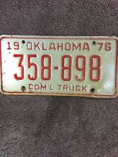 1976 Oklahoma Truck License Plate - 358 898 - Nice picture