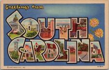 Vintage SOUTH CAROLINA Large Letter Postcard Curteich Linen c1938 / Unused picture