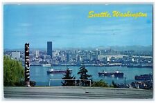 1969 First Man Moon Airmail Stamp Seattle Washington WA Seattle Skyline Postcard picture