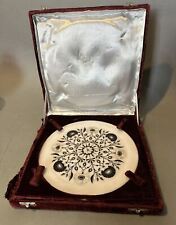 Vintage Pietra Dura Floral Inlay Marble Charger Plate in Velvet Covered Case picture