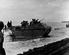 The Americans test out their amphibious tanks on the Soloman Islands 1944 Photo picture
