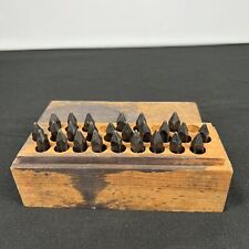 Vintage Steel Stamps 1/32” Set Of 25 Machinist Tools In Wooden Box picture