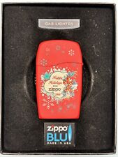 Vintage 2008 Happy Holidays Family & Friends Red Matte Zippo BLU Gas Lighter picture
