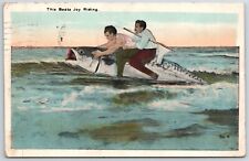 EXAGGERATED FISHING VINTAGE POSTCARD JOY RIDING Geneseo New York 1928 picture