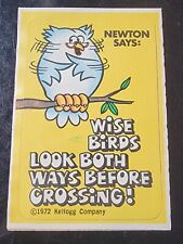 1972 Kellogg's Cocoa Hoots Cereal Newton Says Wise Birds Look Both Ways Card picture