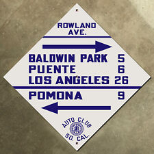 Rowland Ave Pomona California ACSC highway road sign auto club AAA diamond 1922 picture