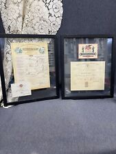 VINTAGE Pair RARE FRAMED WINE LABELS And Receipts ART DECOR Dated  1899 & 1913 picture