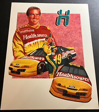 VTG 1990s Loy Allen #19 Healthsource Ford Thunderbird - NASCAR Hero Card Handout picture