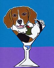 11X14 BEAGLE MARTINI Signed Hound Dog Pop Art PRINT or Original Painting by VERN picture